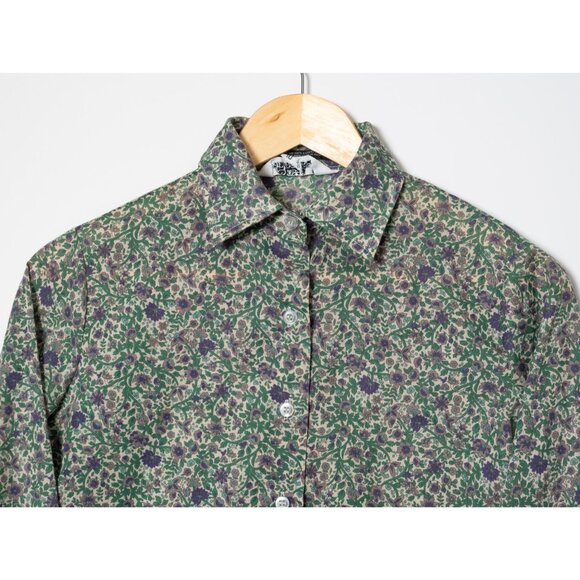 Vintage 1980s Susan Van Heusen Womens Size 10 Floral Shirt Semi Sheer - Picture 2 of 6